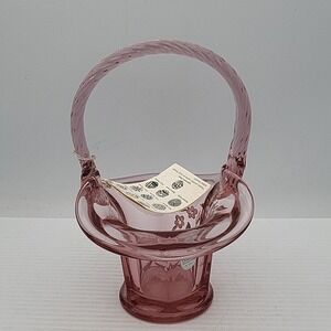 Fenton Basket Happy Anniversary 7 1/4" Tall Hand Painted Signed‎